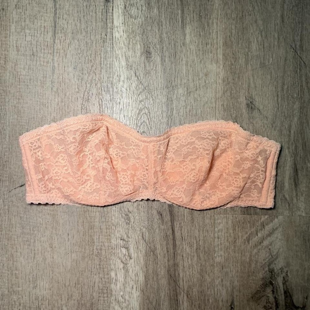 Victoria's Secret Strapless Lace Bralette Pink Blush Wireless Lingerie VS